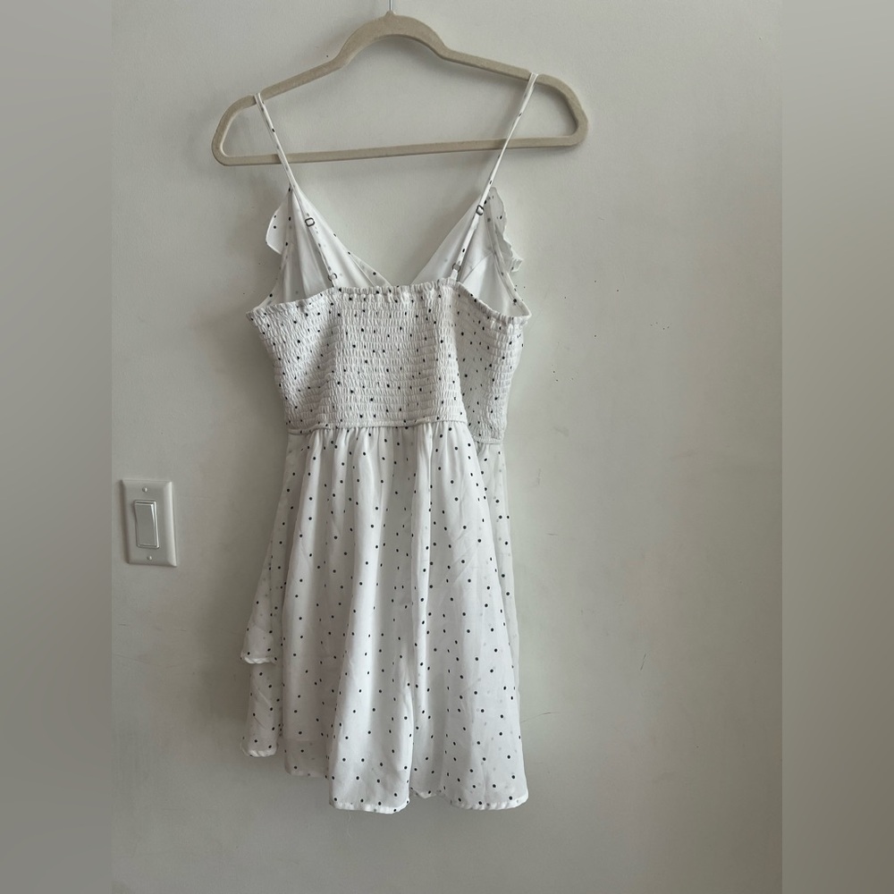Japna White Polka Dot Ruffle Romper Size M Sleeveless Tiered Hem Summer Casual - Picture 5 of 5